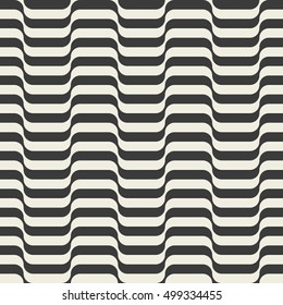 Seamless pattern with wavy stripes. Monochrome repeating background. Vector illustration