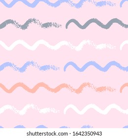 Seamless pattern with wavy stripes on mauve background. Vector illustration. Hand drawn abstract background. For web, scrapbooking, wrapping paper, printing on textile, clothes, package, notepads.