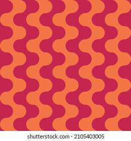 Seamless pattern with wavy stripes in retro style. Bright colored vector background. Vintage print in hippie aesthetic, 60s, 70s groovy style