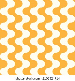 Seamless Pattern With Wavy Stripes In Retro Style. Bright Colored Vector Background. Vintage Print In Hippie Aesthetic, 60s, 70s Groovy Style