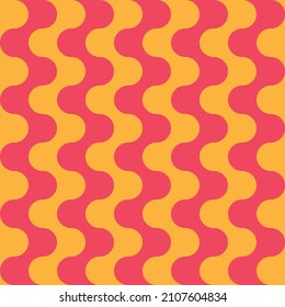 Seamless pattern with wavy stripes in retro style. Bright colored vector background. Vintage print in hippie aesthetic, 60s, 70s groovy style