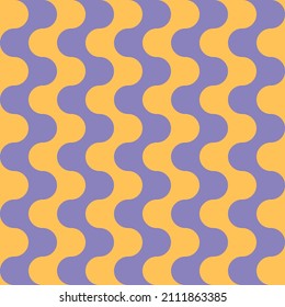 Seamless pattern with wavy stripes in retro style. Bright colored vector background. Vintage print in hippie aesthetic, 60s, 70s groovy style