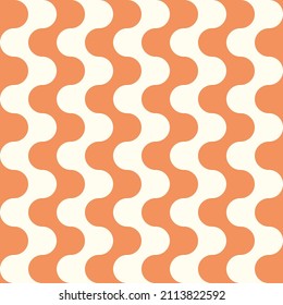 Seamless pattern with wavy stripes in retro style. Bright colored vector background. Vintage print in hippie aesthetic, 60s, 70s groovy style