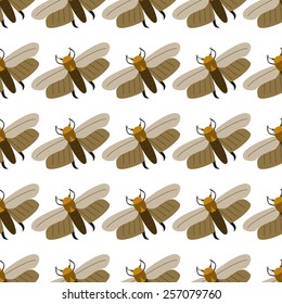 Seamless pattern wax moth. It is executed in style of flat design. The insects who are used in medicine for treatment of various diseases. 