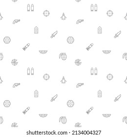 Seamless pattern with weapon and Military icon on white background. Included the icons as combat, gun, revolver, bullet, bomb, toxic, aim, knife, missile And Other Elements. - Powered by Shutterstock - Get 15% off with code: PIKWIZARD15