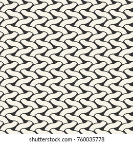 Seamless Pattern With Weave Ornament. Textile Structure Grid. Vector Abstract Modern Background.