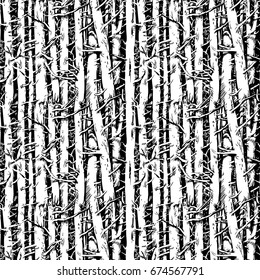 Seamless pattern from the weaved branches and trunks of trees.