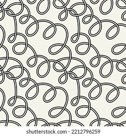Patrón sin foco con nudos tejidos. Fondo abstracto monocromo. Laberinto dibujado a mano por vectores.