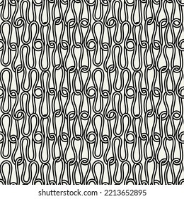 Seamless pattern with weaved knots. Monochrome abstract background. Vector hand-drawn labyrinth.