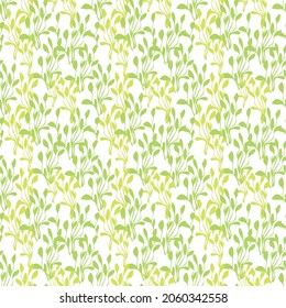 Seamless pattern of weaving leaves and twigs on a white background