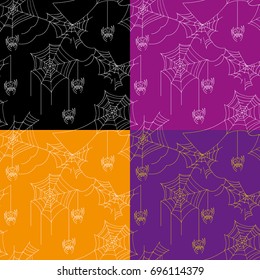 Seamless pattern of web spiders. The sketch marker. Vector