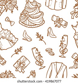 Seamless pattern with wedding accessories.