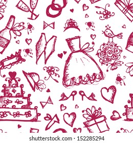Seamless pattern with wedding design elements