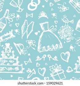 Seamless pattern with wedding design elements