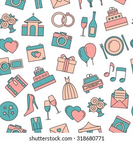 Seamless pattern of wedding object