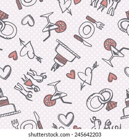 Seamless pattern with wedding party elements