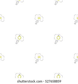 Seamless pattern of wedding rings in the dialog box and glasses with champagne in dialog box