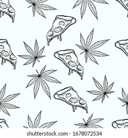 seamless pattern weed and pizza