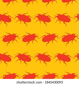 Seamless pattern with Weevil bugs. Endless background with beetles. Vector silhouette illustration.