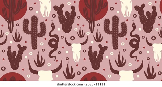 Seamless pattern with western elements. Wild west background