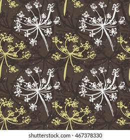 Seamless pattern with wet dandelion or milfoil flowers. Floral stylish endless wallpaper.