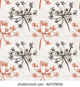 Seamless pattern with wet dandelion or milfoil flowers. Floral stylish endless wallpaper.