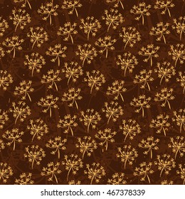 Seamless pattern with wet dandelion or milfoil flowers. Floral stylish endless wallpaper.