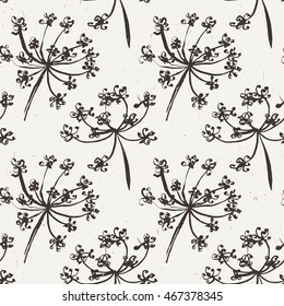Seamless pattern with wet dandelion or milfoil flowers. Floral stylish endless wallpaper.