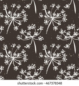 Seamless pattern with wet dandelion or milfoil flowers. Floral stylish endless wallpaper.