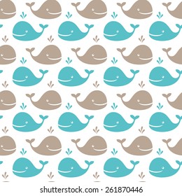 Seamless pattern with whale