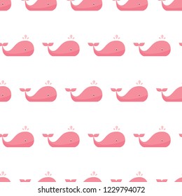 seamless pattern whale animal sea ocean on white background vector wallpaper textile giftwrap