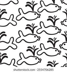 seamless pattern with whale in hand drawn style in vector. Element for fabric print background wrapping banner textile packaging wallpaper