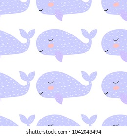 Seamless pattern. Whale. Magic. Cute. children's adventure. Logo. Print. Card. Scandinavian style. 