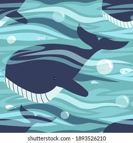 seamless pattern whale in the sea vector illustration