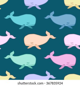 Seamless pattern with whales