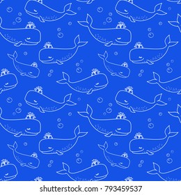seamless pattern with whales