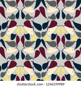 Seamless pattern. Whales on a gray background.