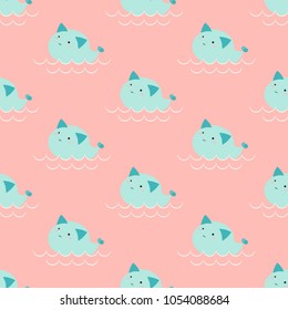 Seamless pattern with whales. Summer nautical pattern. Vector illustration