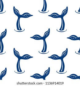Seamless pattern with Whales Tail