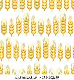 Seamless pattern with wheat. Agricultural image natural golden ears of barley or rye.