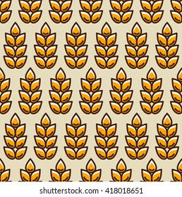 Seamless pattern with wheat. Agricultural image natural ears of barley or rye. Easy to use for backdrop, textile, wrapping paper, wallpaper.