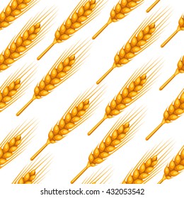 Seamless pattern with wheat. Agricultural image natural golden ears of barley or rye. Easy to use for backdrop, textile, wrapping paper, wallpaper.