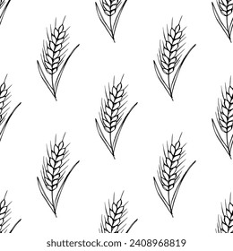 Seamless pattern with wheat doodle for decorative print, wrapping paper, greeting cards, wallpaper and fabric