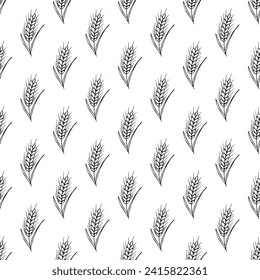 Patrón sin soldadura con doodle de trigo para la impresión decorativa, papel de envoltura, tarjetas de felicitación, papel pintado y tela