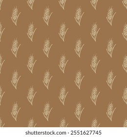 Seamless pattern with wheat doodle for decorative print, wrapping paper, greeting cards, wallpaper and fabric