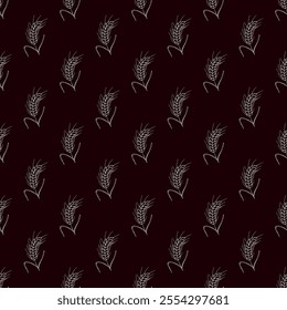 Seamless pattern with wheat doodle for decorative print, wrapping paper, greeting cards, wallpaper and fabric