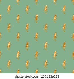 Seamless pattern with wheat doodle for decorative print, wrapping paper, greeting cards, wallpaper and fabric