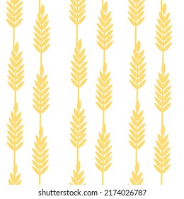 Seamless pattern Wheat ears spikelet with grains vector illustration on white background