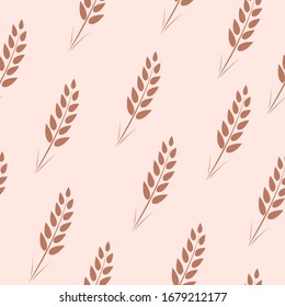 Seamless pattern of wheat ears. Vector Wallpaper background of ears of grain crops.