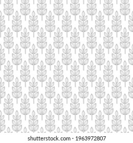 Seamless pattern with wheat plant on white background vector illustration. Flat design.